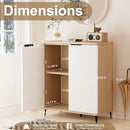 CHILIHOM SIDEBOARD CABINET STORAGE ACCENT FLUTE CABINET WAVED-NATURAL+WHITE - Like New