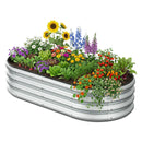 Rakukiri 4x2x1ft Oval Metal Raised Garden Bed Silver 1PC - SILVER - Like New