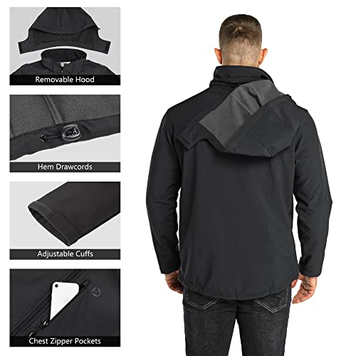 OUTDOOR VENTURES LIGHTWEIGHT SOFTSHELL JACKET FLEECE HOODED MEN'S XL BLACK - Brand New
