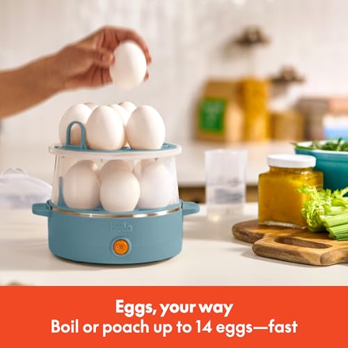 BELLA ELECTRIC EGG COOKER 14 EGGS CAPACITY DOUBLE STACK 360 WATT - SURF - Like New