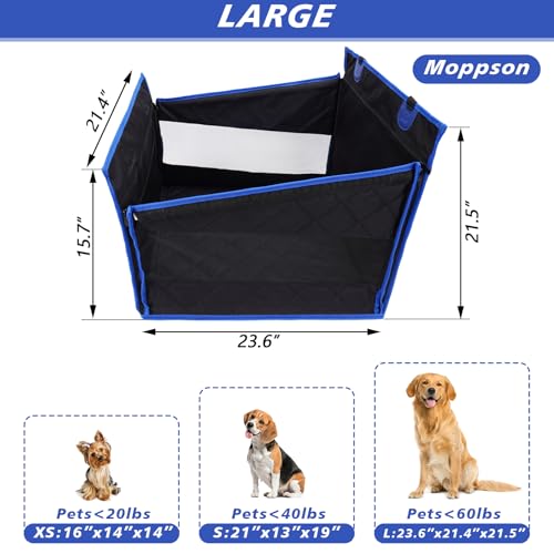MOPPSON LARGE DOG CAR SEAT, WATERPROOF FABRIC, DOG HAMMOCK, 21X13X19, 40LB - BLK - Like New