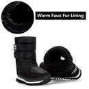 71238 DADAWEN MENS/WOMENS WATERPROOF WARM FUR LINED OUTDOOR BOOTS BLACK 5M/6W - Like New