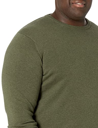 AMAZON ESSENTIALS MENS LONG-SLEEVE SWEATER, 100% COTTON, MEN XS, OLIVE HEATHER - Brand New