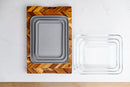 DURA LIVING GLASS FOOD STORAGE CONTAINER WITH LIDS NESTING 6 PIECE - CLEAR/GRAY - Brand New