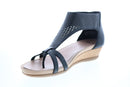 EARTH PISA OLEA CALF LEATHER WOMENS ZIPPER STRAP SANDALS SHOES - 9.5 - BLACK - Like New