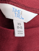 TIME AND TRU WOMEN'S COTTON CREWNECK TEE PUFF SLEEVES SIZE: XS - MAROON SUPREME - Brand New