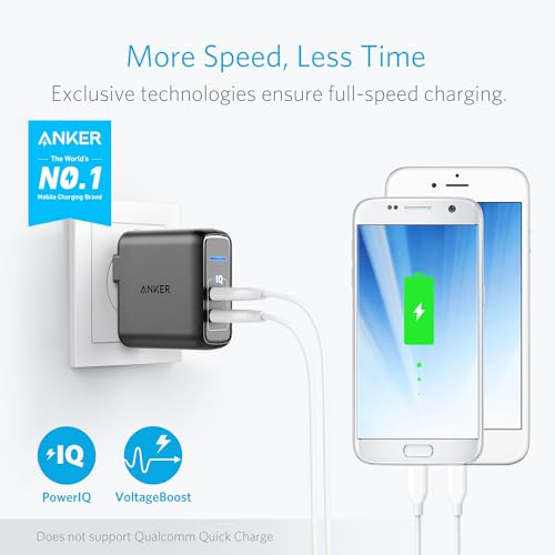 ANKER USB CHARGER, ANKER ELITE DUAL PORT 24W WALL CHARGER A2023 - BLACK - Like New