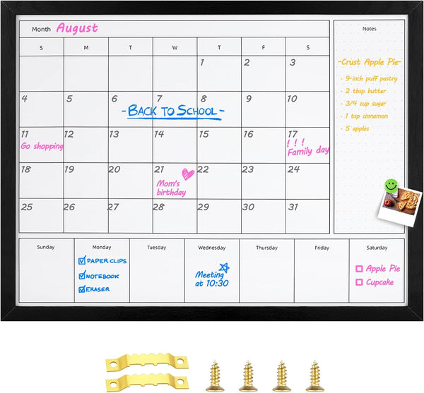 GENERIC 3-IN-1 DRY ERASE CALENDAR FOR WALL, MAGNETIC MONTHLY & WEEKLY CALENDAR - Brand New