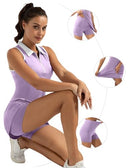 FKEEP WOMEN'S GOLF TENNIS DRESS SPORT ACTIVEWEAR ZIP SHORTS POCKET LIGHT PURPLE - Brand New
