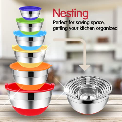 Mixing Bowls with Airtight Lids, 20PCS Stainless Steel Mixing Bowls Set - Like New