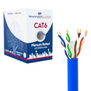 Cat6 Ethernet Cable 1000ft Plenum UTP 550MHz 23AWG 4Pair 10GB - Blue - Brand New