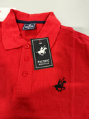 PACIFIC POLO CLUB MEN'S SHORT SLEEVES 3 BUTTONS POLO SHIRT - SIZE: MEN M - RED - Brand New