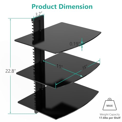 WALI FLOATING ENTERTAINMENT CENTER SHELVES HOLDS CS303B - BLACK - Like New