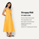 AEWM26775M26 Amazon Essentials Women's Midi Dress, Size L - Gold/Yellow - Brand New