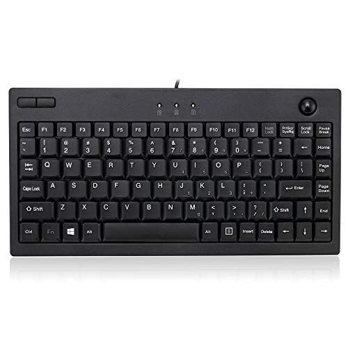 ADESSO AKB-310UB WIRED USB MINI TRACKBALL USB KEYBOARD 87-KEY US LAYOUT - BLACK - Like New