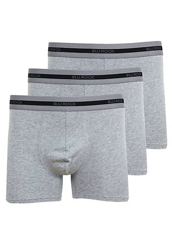 BLU ROCK MEN'S COTTON FLEX STRETCH BOXER BRIEFS 3PKS SIZE MEDIUM - HEATHER GRAY - Brand New