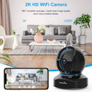 WANSVIEW SECURITY CAMERA INDOOR 360 DEGREE WIFI HOME SECURITY CAMERAS BLACK - Like New