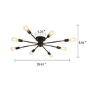 UOFUS 8 Light Semi Flush Mount Ceiling Light Fixtures Modern Chandelier - Black - Like New