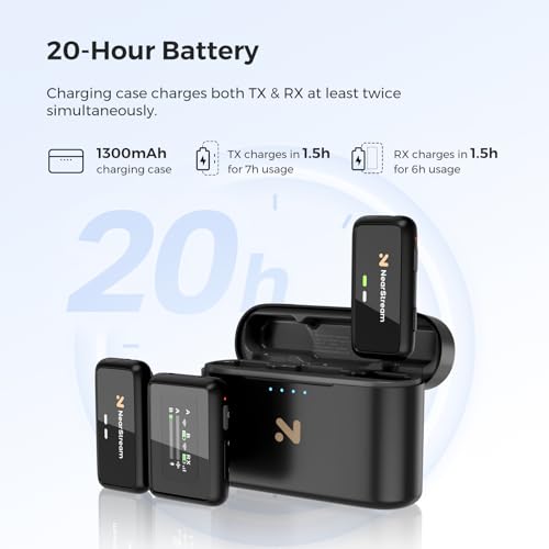 NUROUM NEARSTREAM AWM20T WIRELESS LAVALIER MICROPHONE NOISE CANCELLATION - BLACK - Like New