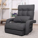 WAYTRIM Indoor Chaise Lounge Chair 6-Position Lazy Sofa Armrests - Charcoal - Brand New