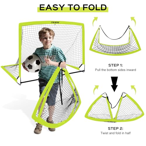 SAUBERE 6X4 FT KIDS SOCCER GOALS BACKYARD SET OF 2 PORTABLE OPTIC GREEN - Like New