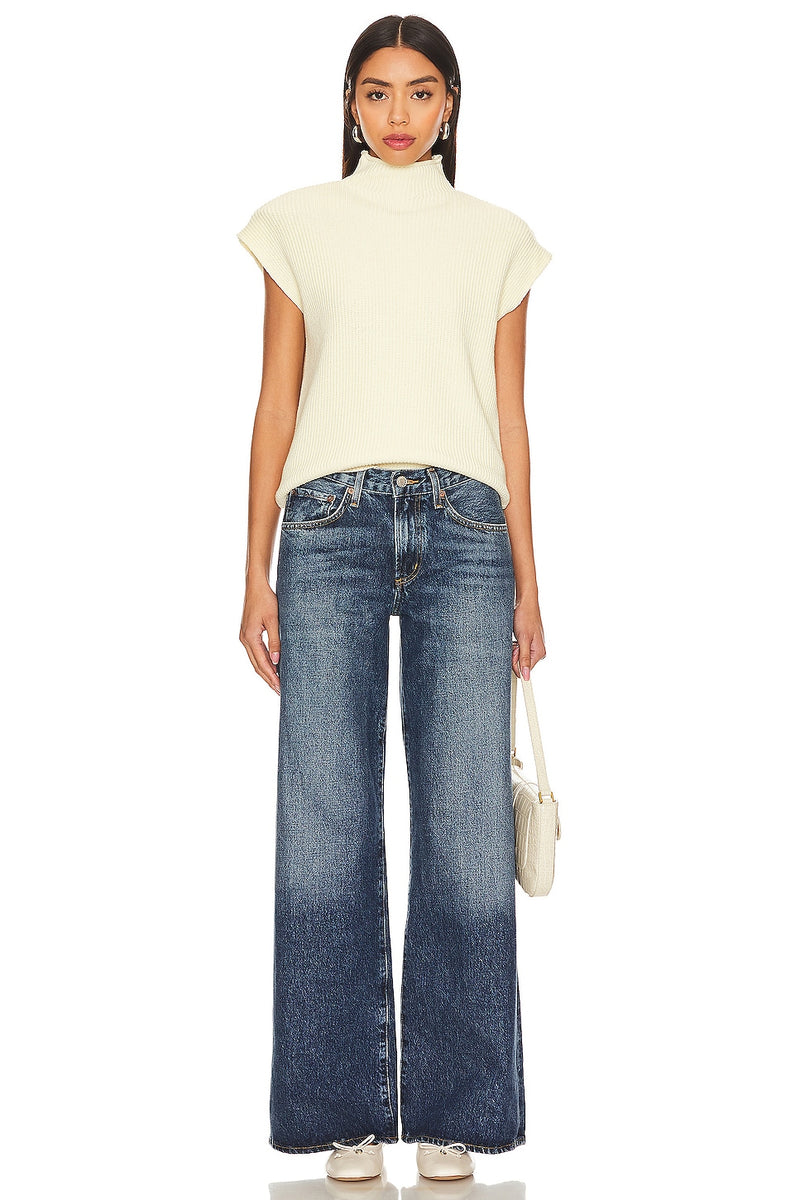 SNDYS MORA SWEATER TURTLENECK KNIT VEST - SIZE: WOMEN M - BUTTER YELLOW - Brand New