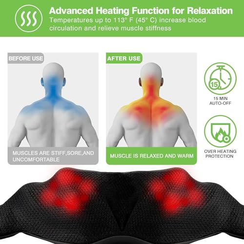 COTSOCO NECK MASSAGER,SHIATSU BACK MASSAGER WITH HEAT,COTSOCO - GRAY - Like New
