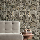 RoomMates Black Persian Ikat Peel and Stick Wallpaper B0BF7N425B - Brand New
