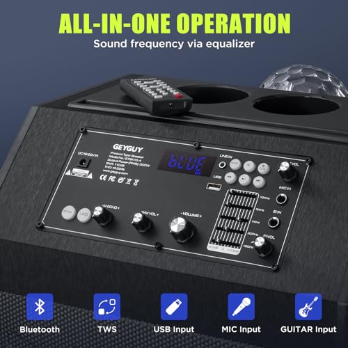 GEYGUY GTSK10-4 KARAOKE MACHINE WITH WIRELESS MICS – PORTABLE BLUETOOTH - Like New
