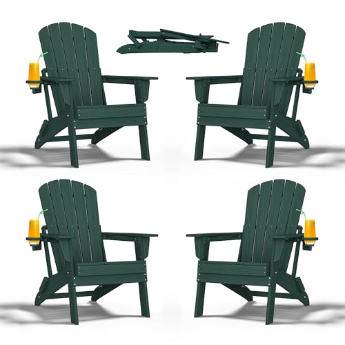 Folding Adirondack Chair Extended Ergonomic Backrest Cup Holder Easy Assembly - Like New
