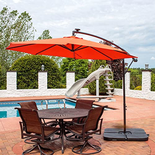 SUNNYDAZE 10FT OFFSET CANTILEVER SOLAR PATIO UMBRELLA BURNT ORANGE - Like New