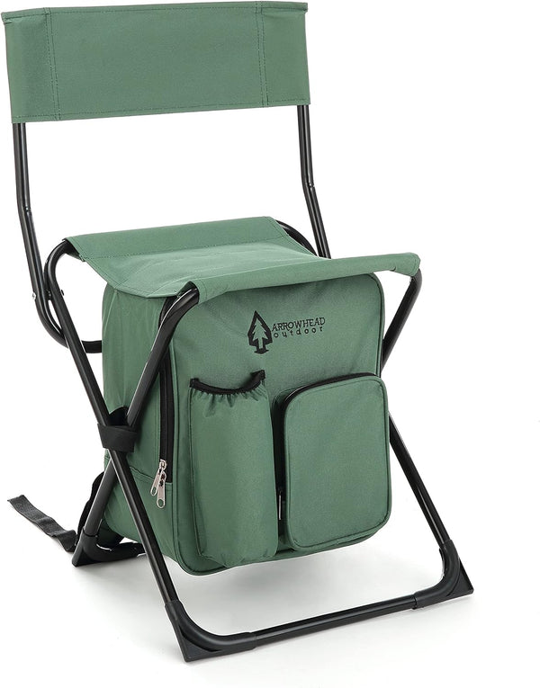ARROWHEAD OUTDOOR KKS0276U Multi-Function 3-in-1 Compact Camp Chair - GREEN Like New