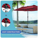 OUTSUNNY EXTRA LARGE 15 FT PATIO UMBRELLA, DOUBLE-SIDED LARGE - WINE RED - Like New