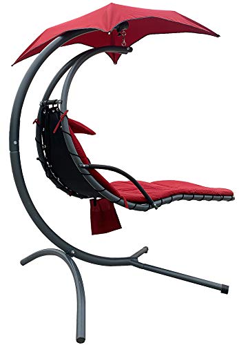 BalanceFrom Hanging Curved Chaise Lounge Chair Swing with Cushion, Pillow - Like New
