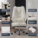 EXCEBET BIG AND TALL OFFICE CHAIR 400LBS WIDE SEAT, LEATHER HIGH BACK - WHITE - Like New