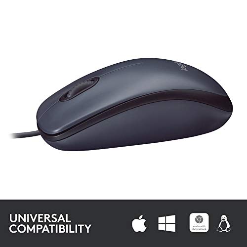 Logitech B100 Wired Mouse for Computer and Laptop, USB Corded Mouse - Black - Brand New