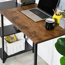 Homy Casa Black Brown Wood Top Contemporary Writing Table with Storage Shelves - Brand New