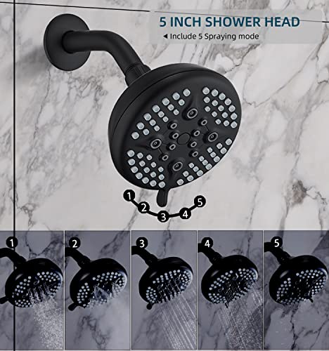 ELLO&ALLO MATTE BLACK SHOWER FAUCET TUB SPOUT SINGLE HANDLE COMBO SET - BLACK - Like New
