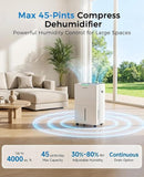 WPSOERT 4,000 SQ.FT DEHUMIDIFIER FOR BASEMENT WITH DRAIN HOSE - WHITE - Like New
