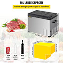 VEVOR C40 - 42 Quart Portable Fridge, Dual Voltage (12V/24V AC) Travel - Silver - Like New