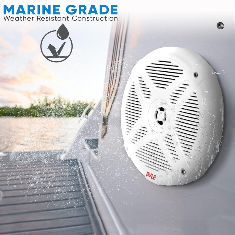 PyleUsa Waterproof 6.5'' Marine Speakers w/Wireless BT Remote 4 counts- WHITE Like New