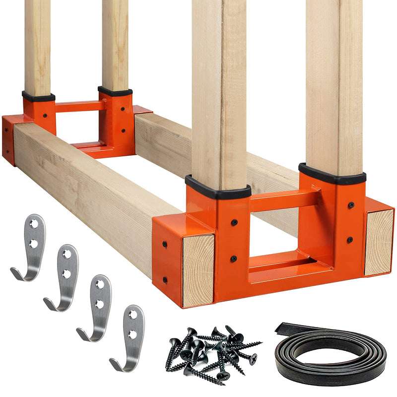 GARDGUARD OUTDOOR FIREWOOD RACKS 2 PACK LOG STORAGE RACK BRACKET KIT ORANGE Like New