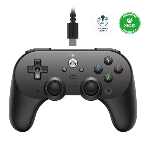 8BITDO PRO 2 WIRED CONTROLLER FOR XBOX HALL EFFECT JOYSTICKS HALL TRIGGERS BLACK - Like New