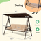 HOMREST PORCH SWING HARDTOP SUNSHADE 3 SEAT WITH 2 SIDE CUP HOLDER - KHAKI - Like New
