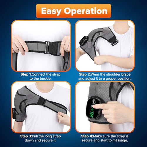 WOLOYHEATIE SHOULDER HEATING PAD MASSAGE CORDLESS HEATED WRAP - GRAY BLACK - Like New