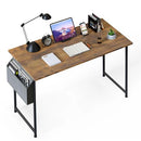 YSSOA SMALL SPACE WRITING DESK WITH HEADPHONE HOOKS MODERN SIMPLE DESIGN - BROWN - Like New