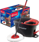O-Cedar EasyWring Microfiber Spin Mop Bucket Floor Cleaning System Red/Gray - Like New