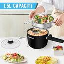 Topwit Hot Pot Electric Steamer 1.5L Ramen Cooker Non-Stick Frying Pan - Black - Like New