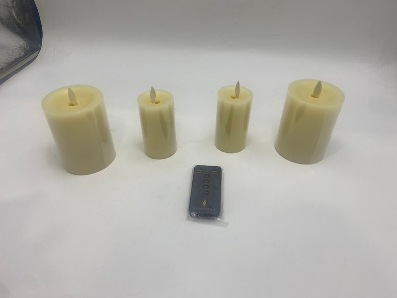 LUMINARA SET OF 4-BATTERY OPERATED FLAMELESS IVORY PILLAR CANDLES-2 SETS OF 4 - Like New