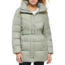 COLE HAAN WOMEN'S BELTED PILLOW-COLLAR PUFFER COAT - SIZE: WOMEN L - SAGE - Like New